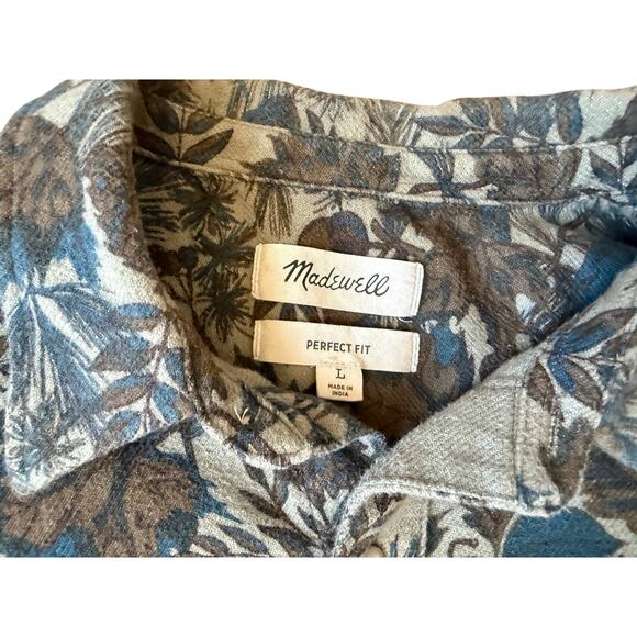 Madewell Men's Sunday Flannel Perfect Fit Shirt in Vetiver Camo Size Large - Picture 4 of 6